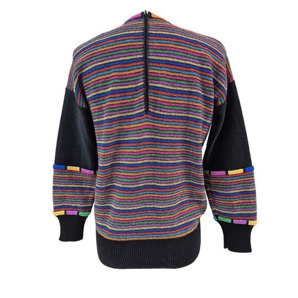 VTG 80s 90s  Antonella Preve Colorful Striped Sweater Sz S - Picture 3 of 11